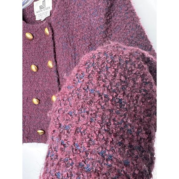 Vintage 80's Mark Eisen Bergdorf Goodman Bouclé Plum Cropped formal Jacket small - Picture 8 of 16